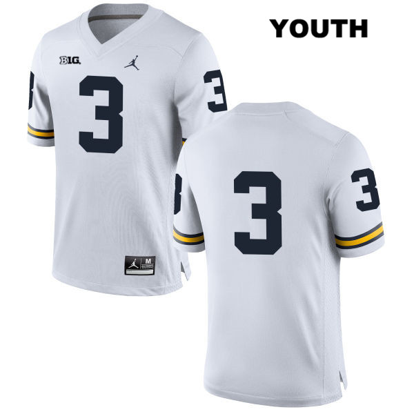 Youth NCAA Michigan Wolverines Quinn Nordin #3 No Name White Jordan Brand Authentic Stitched Football College Jersey GA25D87YW